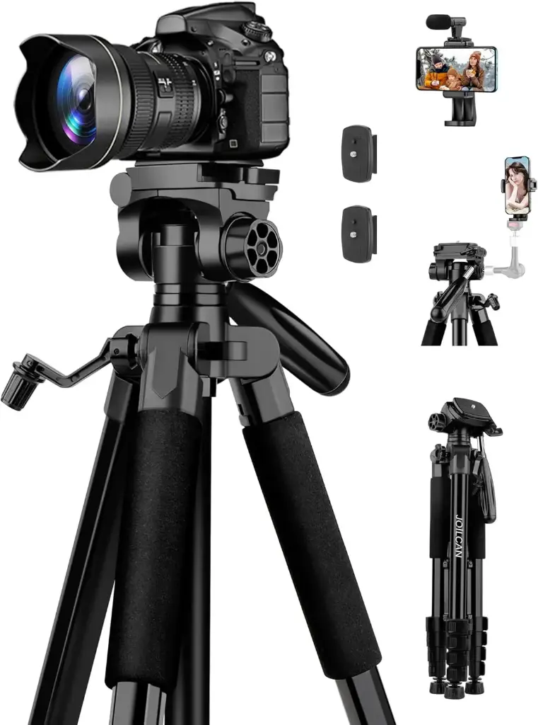 JOILCAN Trépied Appareil Photo, 190cm Trepied Camera en Aluminium Portable, Trepied Photo pour Canon Nikon Sony DSLR, Léger Trépied