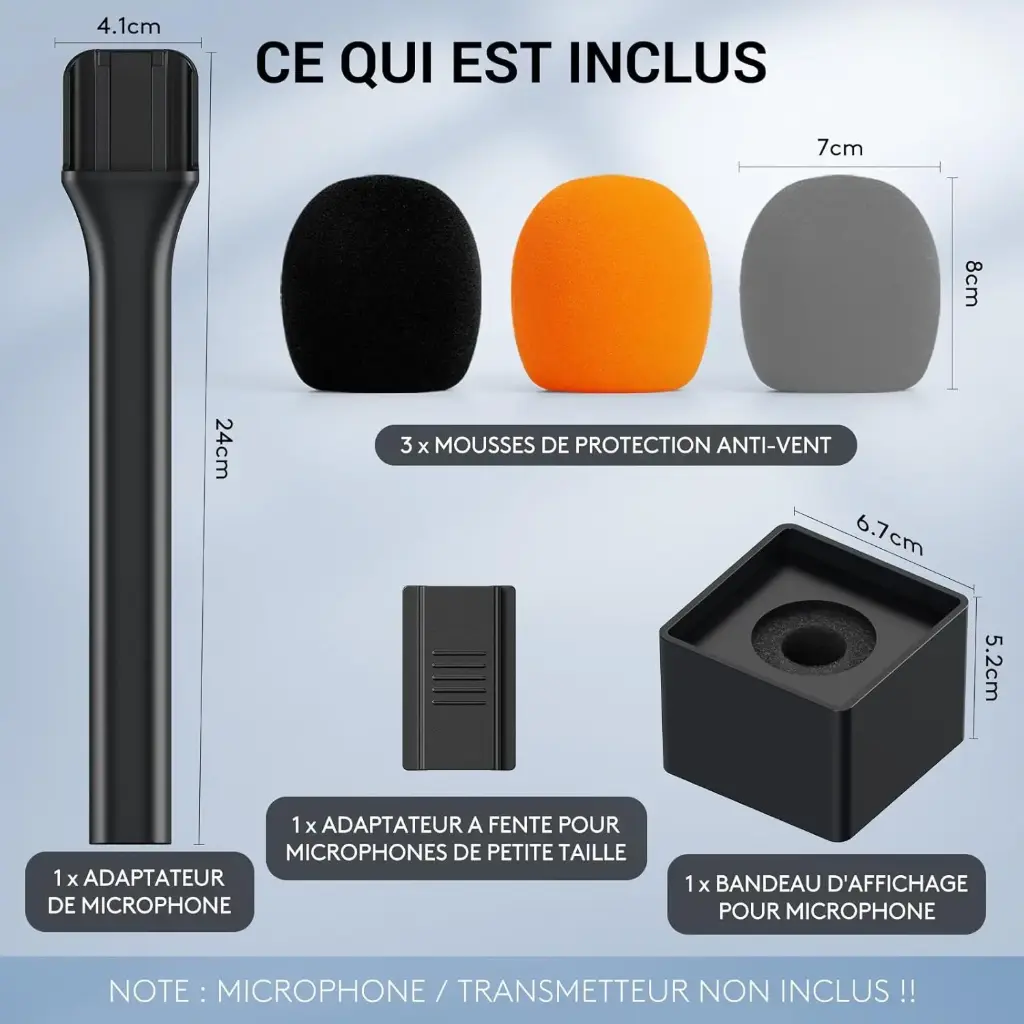 TONOR Poignée pour Microphone DJI Mic Rode, Support de Micro à Main sans Fil GO, Support de Micro Lavalier, Adaptateur de Micro, pour Vlogs, Interviews, Podcasts, Reportages, TP20
