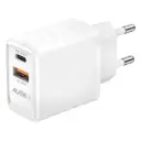 Akashi Chargeur Secteur GaN 20W USB-C + USB-A Blanc