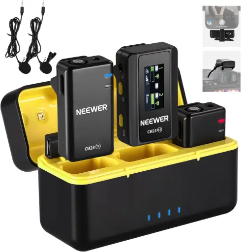 NEEWER CM28 Système de microphone sans fil Lavalier avec étui de chargement