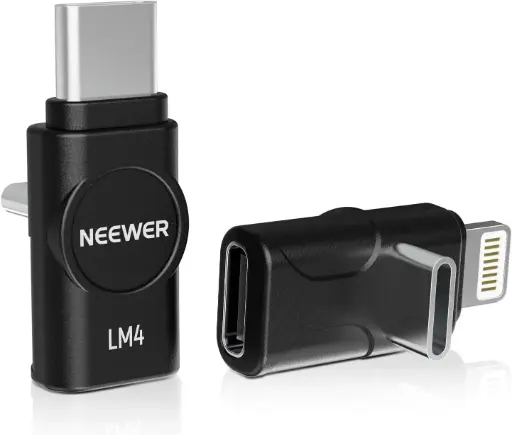 Neewer LM4 USB Type C OTG Adaptateur Set (Packs de 2),USB C vers USB C + USBC vers iOS pour iPhone iPad Téléphone Android CM28 Pro CM28 Ultra CM28 Micro sans Fil, Pas pour Charge Rapide PD