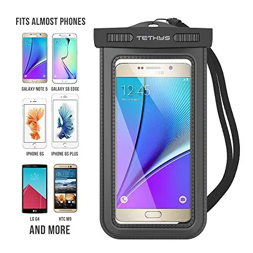 Universal Waterproof Case, TETHYS IPX8 Certified Waterproof Dry Bag for Cellphone iPhone X 8 7s 7 6 6S Plus, SE 5 5S 5C, Galaxy S8 S7 S6 Edge,Note 6 5,4,HTC LG Sony Nokia up to 6.0” Diagonal – Black